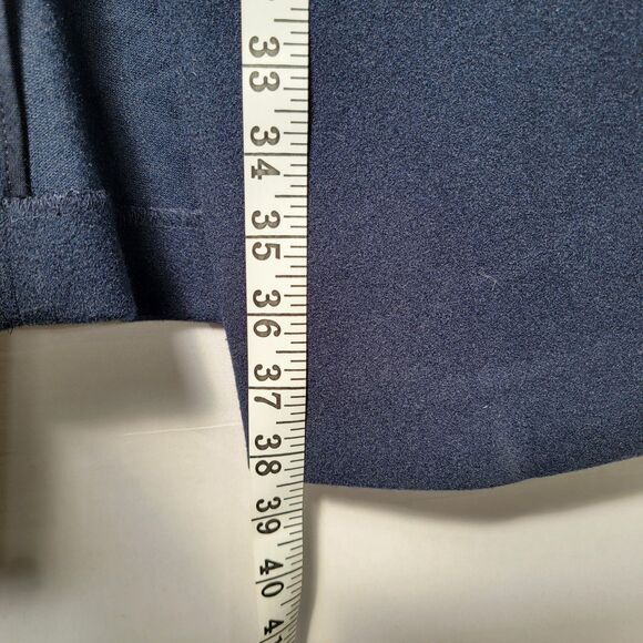 M & S Navy Blue Over Coat Solid Notched Lapel Collar w 2 Pockets Fleece Jacket 6 - Picture 8 of 8